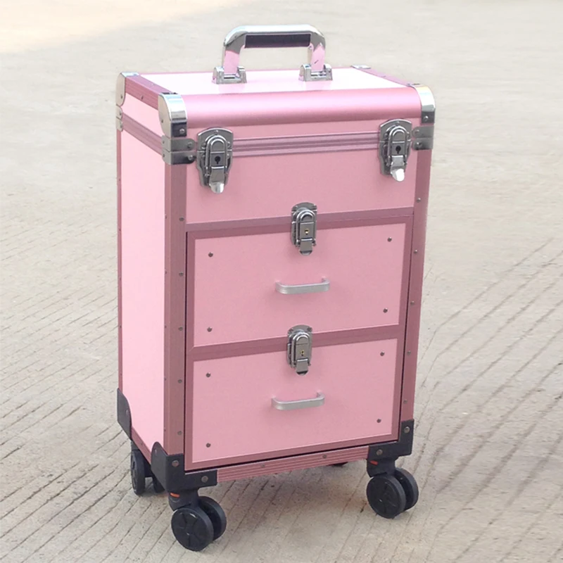 New Professional cosmetic suitcase Nail tattoo Rolling luggage bag makeup case on wheels multi-function Beauty trolley suitcase