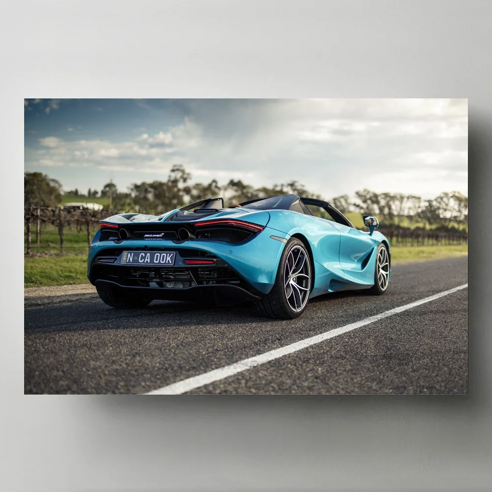 Modern Wall Art Canvas Painting Mclaren 7s Spider Blue Car Cabriolet Rear View Picture Print Posters Living Room Decor Painting Calligraphy Aliexpress