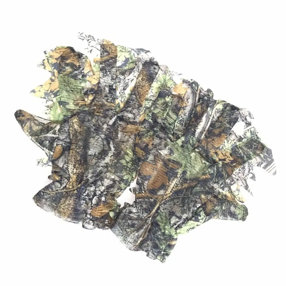 Free Size 3D Maple Leaves Bionic Camouflage Hunting Shooting Gloves Tactical Combat CS Camo Gloves Jungle Photograph Thin