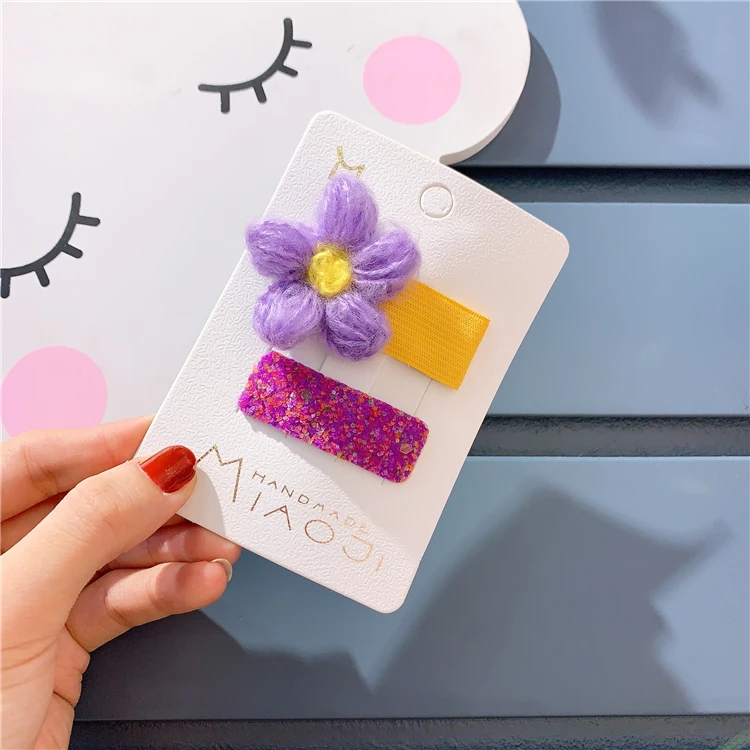 Прекрасный карамельный цвет Корейская заколка для волос Детская головной убор цветок BB клип маленькие заколки-пряжки для волос для девочек Аксессуары - Цвет: Фиолетовый