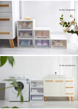 

Hot Stackabl Clear Clothes Drawer Transparent Plastic Container Organizer Wardrobe Storage Box Thickened Cabinet Closet Cases