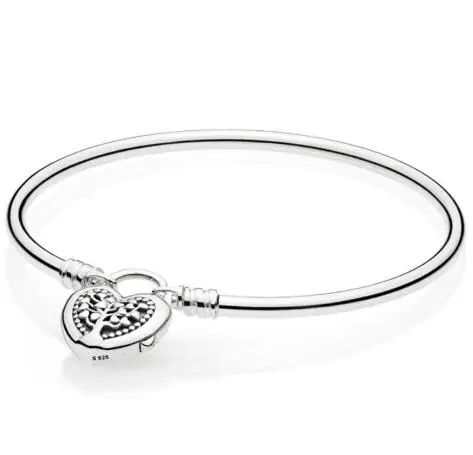 Подлинный 925 пробы серебряный браслет Moments Tree Of Life Love Сердце навесной замок браслет подходит из бисера Шарм Diy ювелирные изделия