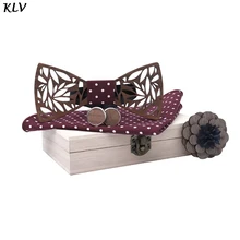 Мужской деревянный галстук-бабочка, носовой платок, набор для мужчин и женщин, полые деревянные резные цветочные корсажные запонки, ювелирные изделия, подарки унисекс, вечерние, для свиданий