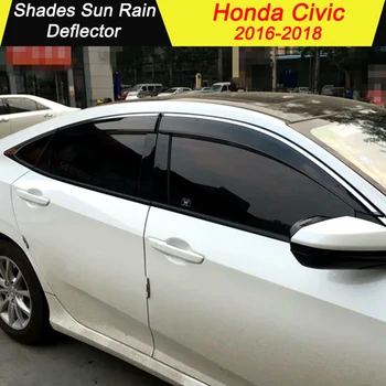 

For HONDA CIVIC 2016 2017 2018 Plastic Window Visor Vent Shades Sun Rain Deflector Guard For CIVIC Auto Accessories 4PCS/SET