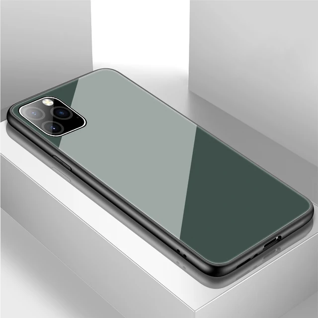 Luxury Plain Glass Case For Xiaomi Mi 10 8 9 SE Lite F1 Redmi Note 5 6 7 Pro Plus Pocophone F1 Phone Cover Dark Green