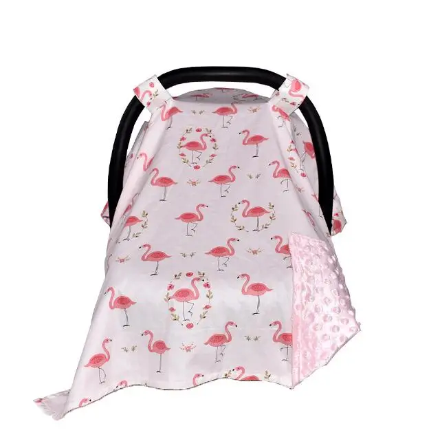 Flamingo Теплый Carseat навесной чехол для кормления дышащий детский автомобиль хлопок навес для кормления накидка для автомобильного сиденья мальчик девочка ребенок душ подарок - Цвет: Flamingo