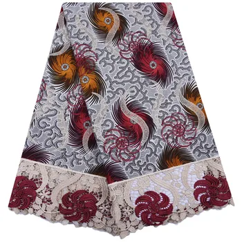 

Latest African Wax Cord Lace Fabric High Quality Tulle Wax Lace Fabric 5 Yards Embroidery Nigerian Lace Fabric For Women 1295