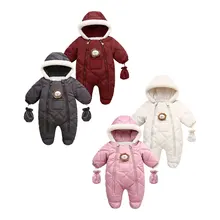 Barboteuse de couleur unie pour bébé, nouvelle grenouillère d'hiver épaisse et chaude pour enfants