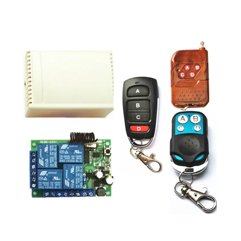 433Mhz universal wireless remote control switch AC220V 4-channel relay receiving module and 4-channel multi-model RF remote cont 433Mhz universal wireless remote control switch AC220V 4-channel relay receiving module and 4-channel multi-model RF remote cont