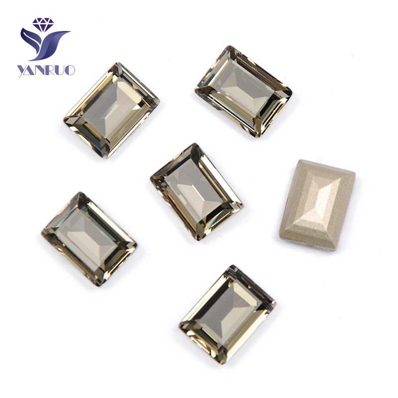 Black Diamond YANRUO, 4527, Ступенчатая огранка, стразы с точечной задней частью, Хрустальная аппликация, швейные камни, ремесленные драгоценные камни, стеклянные стразы, аксессуары для одежды - Цвет: Black Diamond