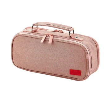 

Handheld With Handle Stationery Storage Multiple Compartments Double Zipper Pencil Case Students School Big Capacity Office
