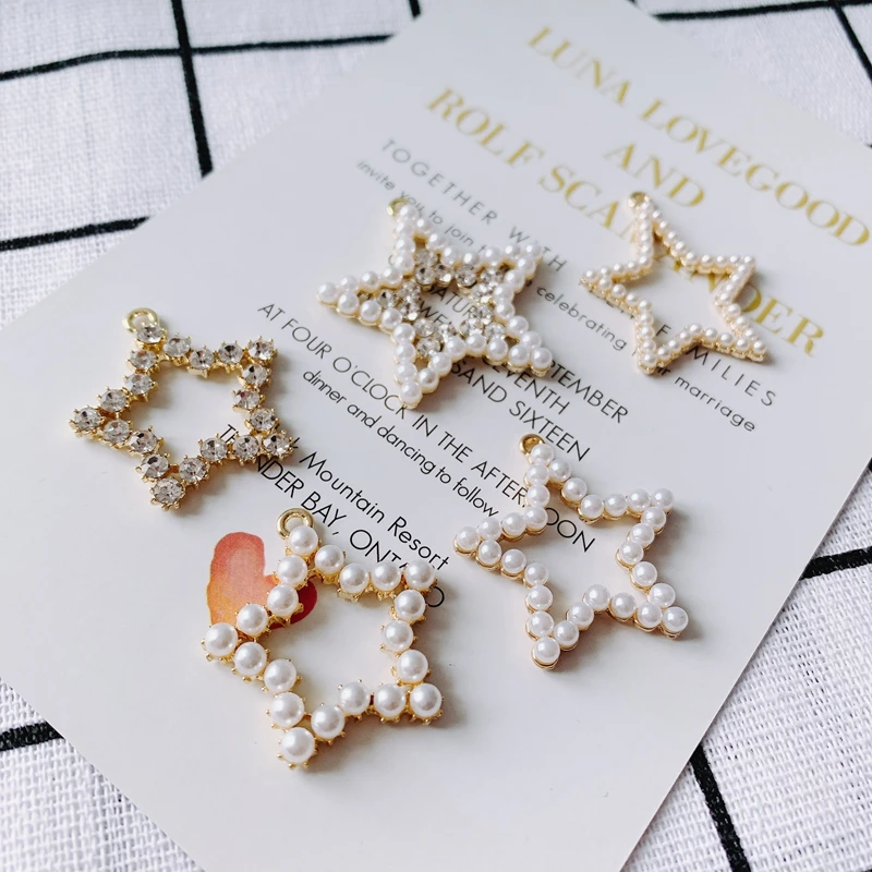 

DIY jewelry accessories temperament diamond inlaid pearl five-pointed star pendant necklace jewelry accessories materials