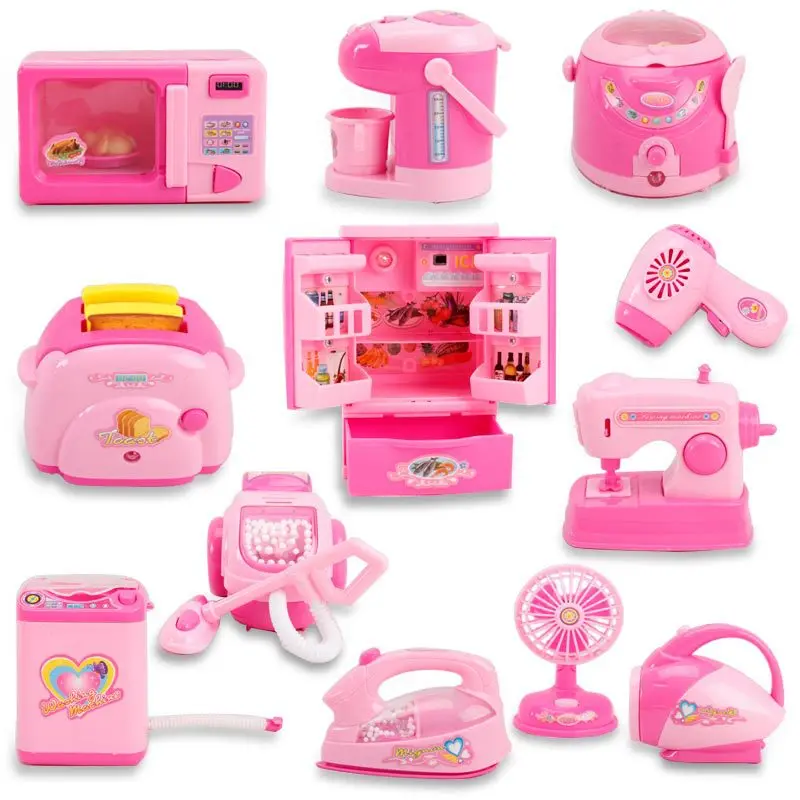 

Hot Selling 3C Children Play House Toys Mini Kitchen Refrigerator Toy Model Electric Light Feature Gift