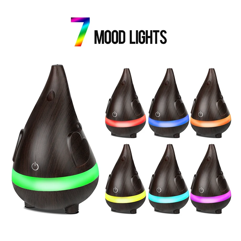 300ML Wood Grain Humidifier Air Purifier USB Aroma Diffuser Essential Oil Ultrasonic Cool Mist Colorful LED Aromatherapy