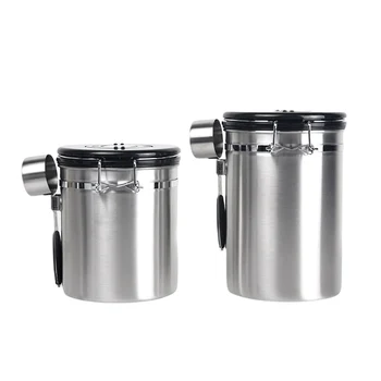 

Coffee Canister Stainless Steel Sealing Bottles Airtight Tea Sugar Storage Smell Proof Container With Spoon Can One Way Valve