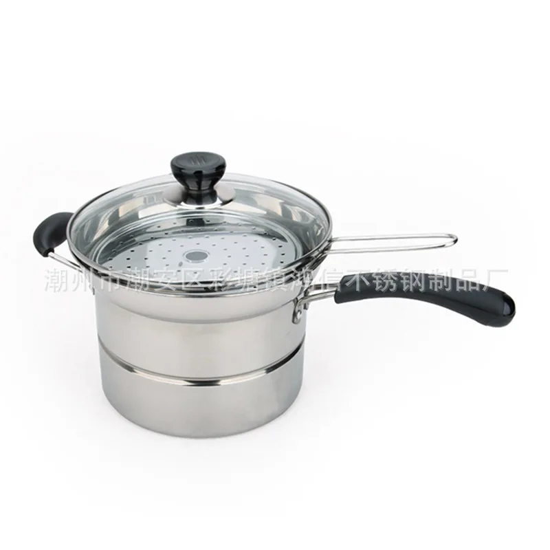 Manufacturers Direct Selling 22 Cm Stainless Steel Multi-Purpose Noodle Pot Stew Pot 304 Single Handle Double Bottom zheng zha M