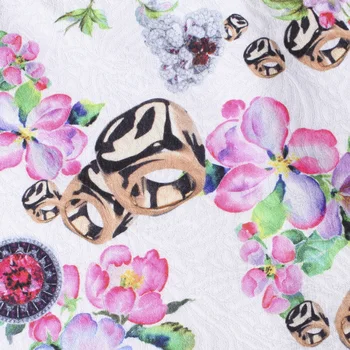 

Printing cotton canvas handmade DIY clothing fabric White background flower pattern fabric two colors optional