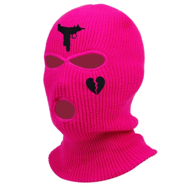 1Pc Embroidery Balaclava Face Mask 3-Hole for Cold Weather, Winter Ski Mask for Men and Women Thermal Cycling Mask Christmas Gif blue skully hat Skullies & Beanies