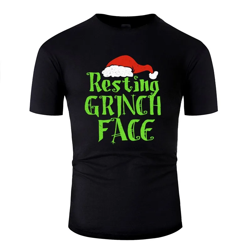 Комическая футболка Grinch с тыквой для мужчин, унисекс, с круглым вырезом, для отдыха, Grinch, для лица, рождественский подарок, футболки для взрослых, хлопковая футболка - Цвет: Men-Black