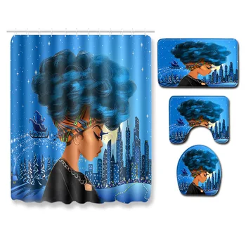 

African Women's Christmas Creative Shower Cross-Border Supply Wholesale Graphic Customization Bathroom Carpet Combination Mat