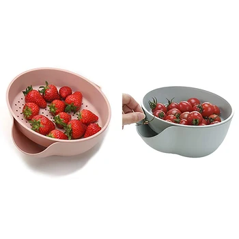 

2 in 1 Kitchen Strainer,Plastic Washing Bowl Detachable Strainers Set