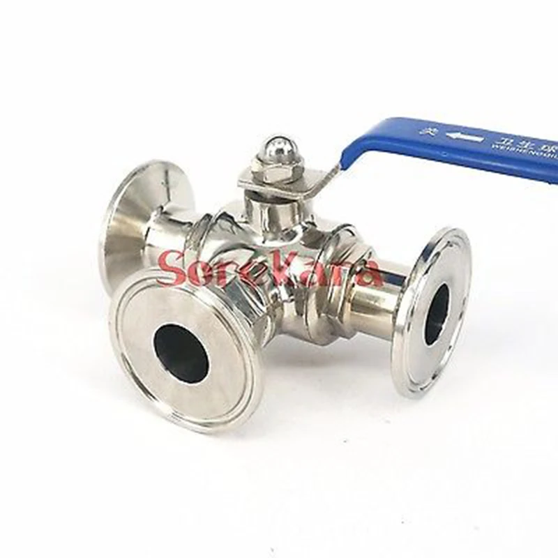 1 &quot25 мм 304 Нержавеющая сталь санитарно 3 Way T port шаровой клапан 5&quot Tri Clamp
