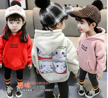 

Girl's autumn/winter outfit with feline hoodie new Korean version of baby's versatile top 2019