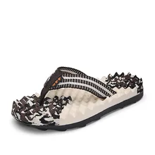 Летние мужские шлепанцы г. Вьетнамки, мужские сандалии нескользящая Мягкая подошва, верхняя одежда массаж подошвы, пляжные шлепанцы