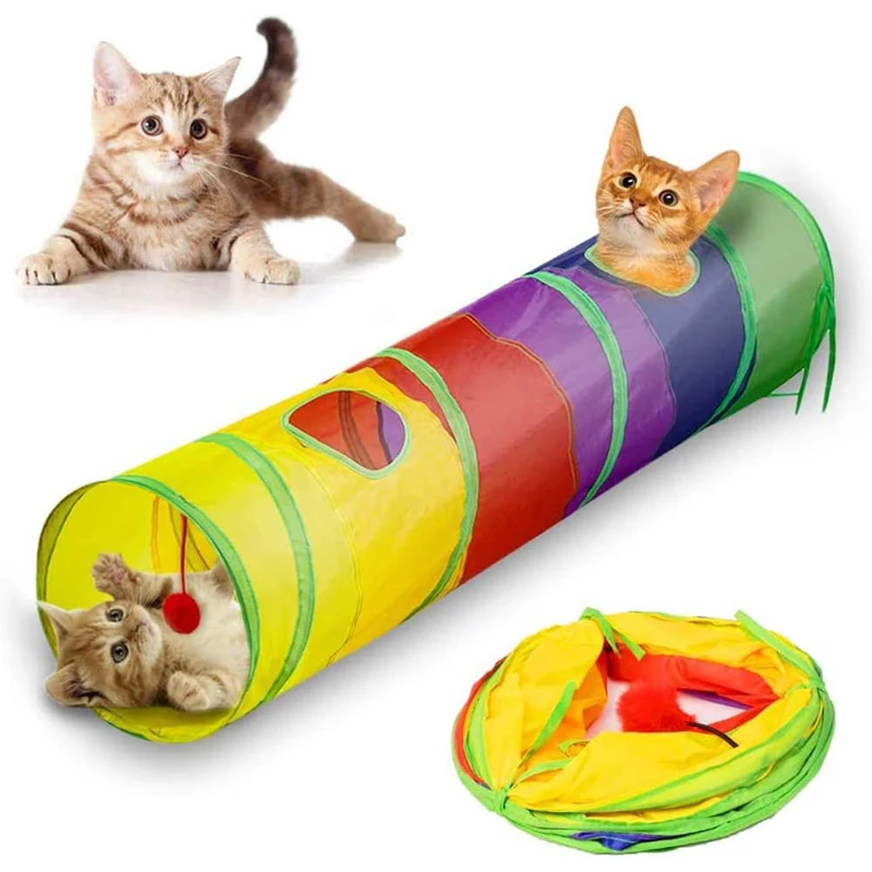 

Collapsible Cat Tunnel Toys Interactive Pet Tubes with Fun Balls Kitty Puppy Toys Pet Training for Small Medium Dogs Rabbits