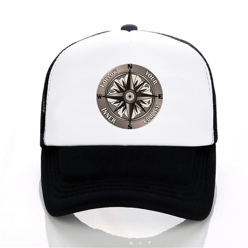 

Follow your inner compass Baseball caps Summer Outdoor sports Cool Mesh Trucker cap Unisex adjustable Snapback Hats bone