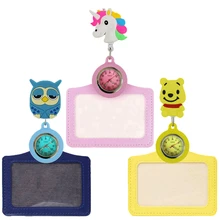 Мода Мультфильм раскладной держатель для бейджа студентов медсестры выставки Pull Key кличка держатель карты доктор женщин Дамы унисекс часы