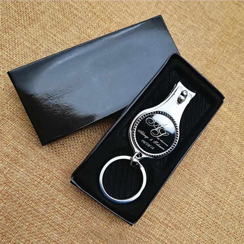 

50PCS Personalized Wedding Souvenirs For Guests Customized Wedding Favors Multifunctional Wine Opener/Keychain/Nail Clippers.