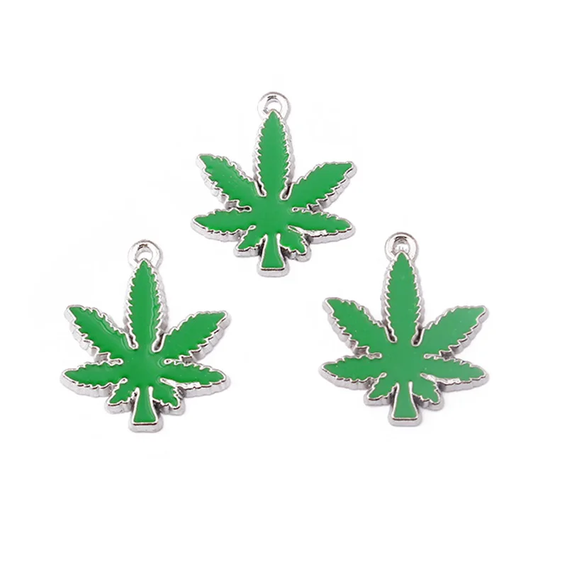 10 шт. сплав зеленый Горшок Листьев Сорняков Подвески кулон для DIY ожерелье