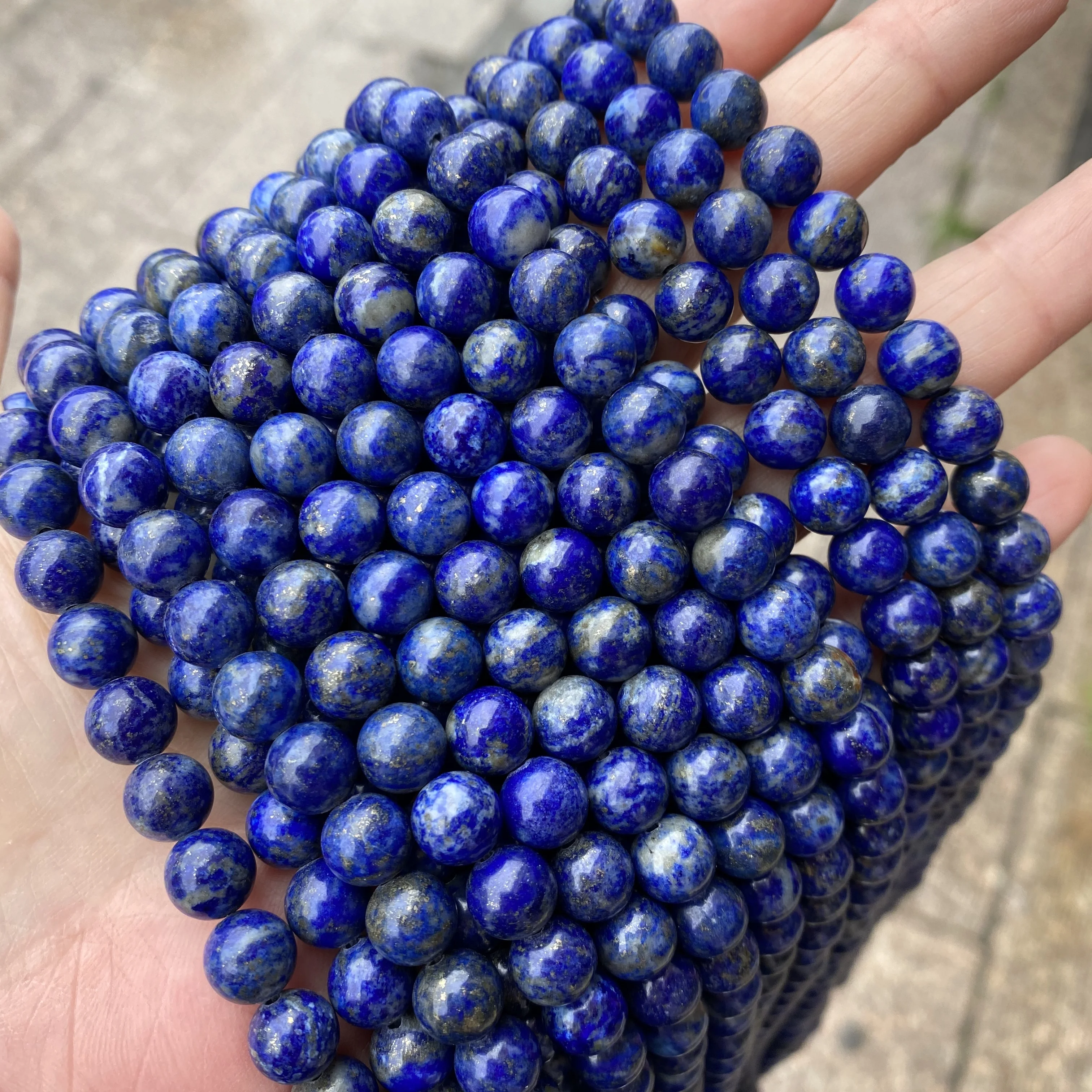 

7A Blue Lapis Lazuli Space Loose Strand Beads 4 6 8 10 12 14MM 15" Pick Size for DIY Jewelry Making Bracelet