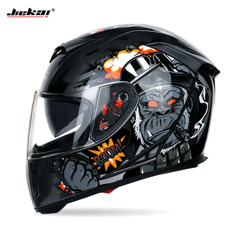 JIEKAI анфас мотоциклетный шлем с двойными линзами Motocicleta ABS для верховой езды Cascos