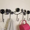 European-style Iron Rose Design Decorative Wall Hook Wall-mounted Coat Hanger Storage Rack Key Holder Organizer Home Decor 2