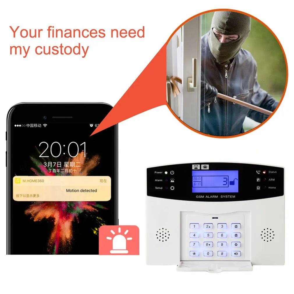 Smart Home Burglar Security Alarm System Intelligent Alarm APP Control Voice Prompt Alarm Kit For Android For IOS