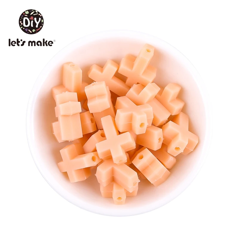 Silicone Teether Beads Cross DIY Dummy Clip Chains Baby Teethers 10pcs