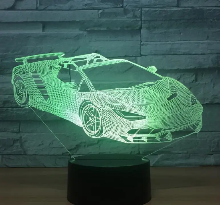 Car 4 Разноцветный 3D автомобильный ночник, акриловая панель, светодиодный светильник в форме автомобиля, 7 цветов, сменный сенсорный или пульт дистанционного управления, Прямая поставка - Испускаемый цвет: Car 4