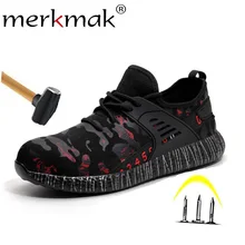 Merkmak/ Новинка; Лидер продаж светильник, кроссовки для пешего туризма, модная Сталь носок Кепки защитные сапоги большие Размеры Для мужчин Рабочая обувь дышащая Для мужчин Туфли без каблуков