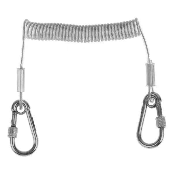 1.6M Retractable Spring Coil Lanyard Safety Rope Keyring w/ Lock Carabiners