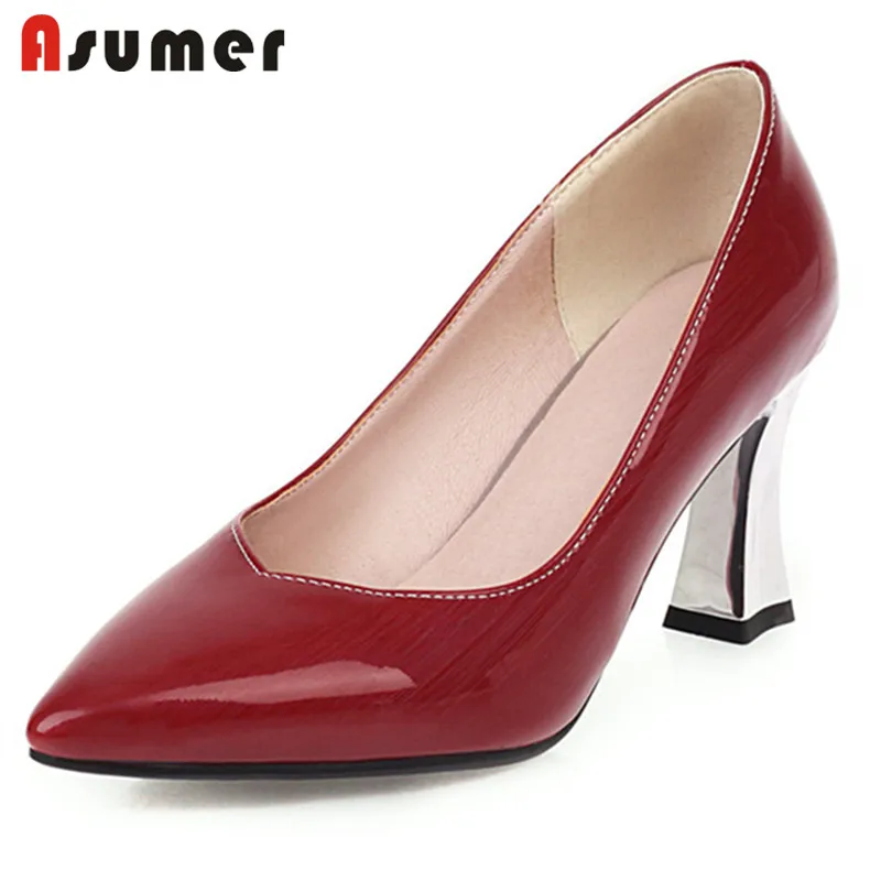 ASUMER 2020 big size 33-47 women pumps pointed toe spring summer single shoes simple dress ladies office black | Обувь