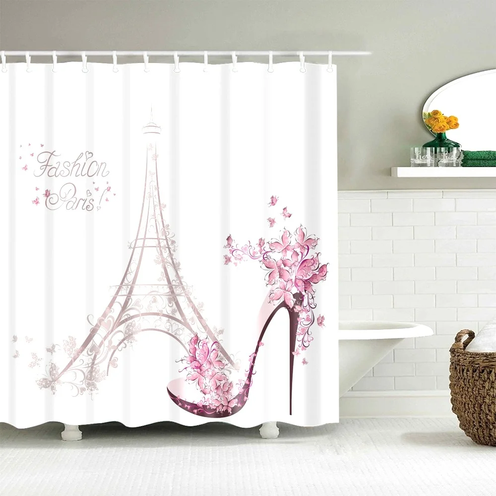 Dafield Розовый Париж занавески для душа с башней Франция дизайн печати ткань Ванная комната занавески для душа s Франция - Цвет: 22647