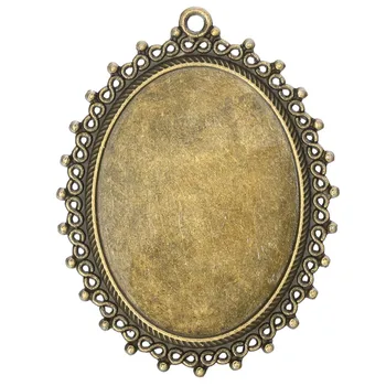 

10pcs/lot Antique Bronze Copper Base Setting Lace Necklace Charms Pendant Blank Tray Bezel Glass Cabochon Jewelry Accessories
