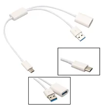 3 в 1 USB-C USB 3,1 type C мужской разъем для Женский OTG кабель для передачи данных с внешним питанием для samsung huawei