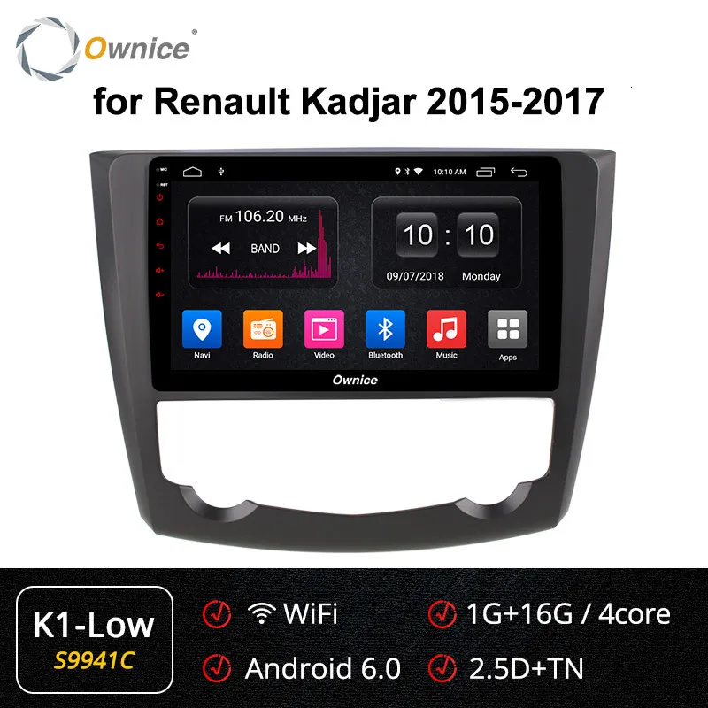 Ownice K1 K2 K3 ram 2GB Android 9,0 для Renault Kadjar- автомобильный dvd-плеер навигация GPS радио 4G LTE DAB+ DVR