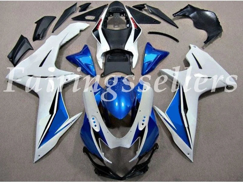 Литье под давлением ABS мотоцикл обтекатели комплект подходит для Suzuki GSXR 600-750 K11 11 12 13 14 15 16 17 Обтекатели Черный Красный - Цвет: White blue
