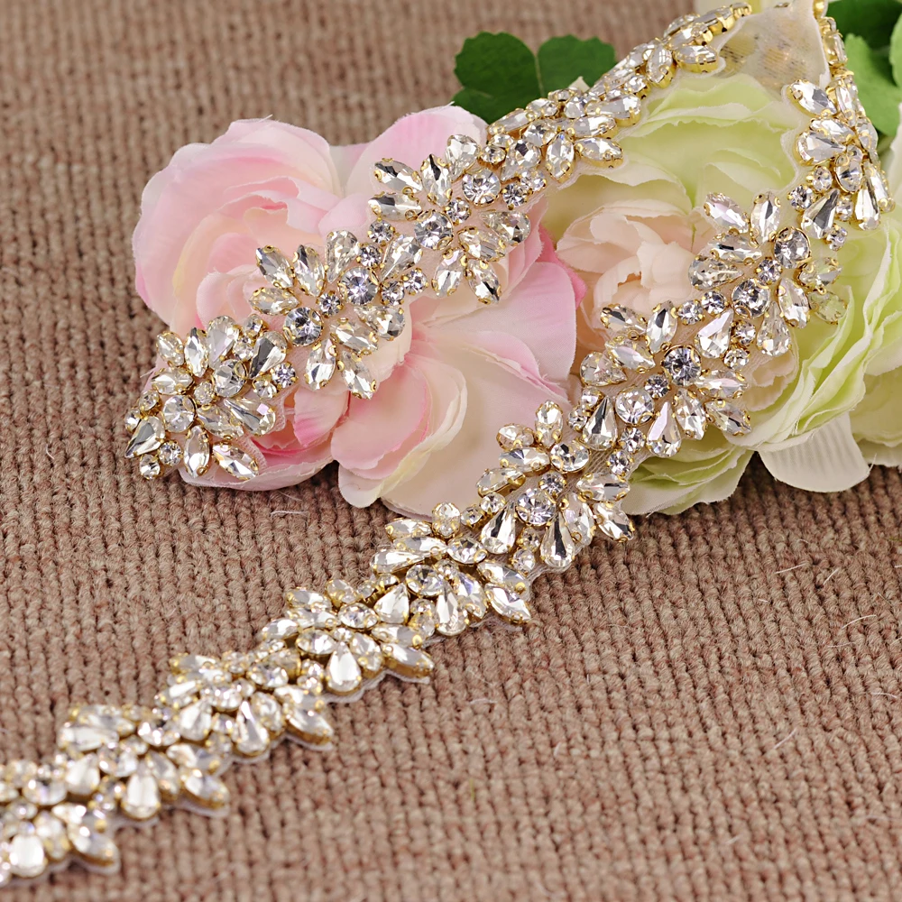 

TRiXY S269-G Crystal Wedding Belts Discount Real Picture Amazing Rhinestone Shinny Cheap Promotion Bridal Belt Wedding Sashes