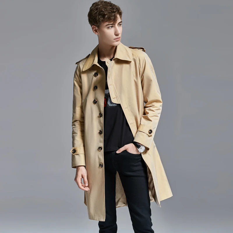 Style Trench Long Luxury Spring Autumn Single Breasted Mens Jackets And Solid Color Slim Fit Male Coats Style Trench Long Luxury Spring Autumn Single Breasted Mens Jackets And Solid Color Slim Fit Male Coats