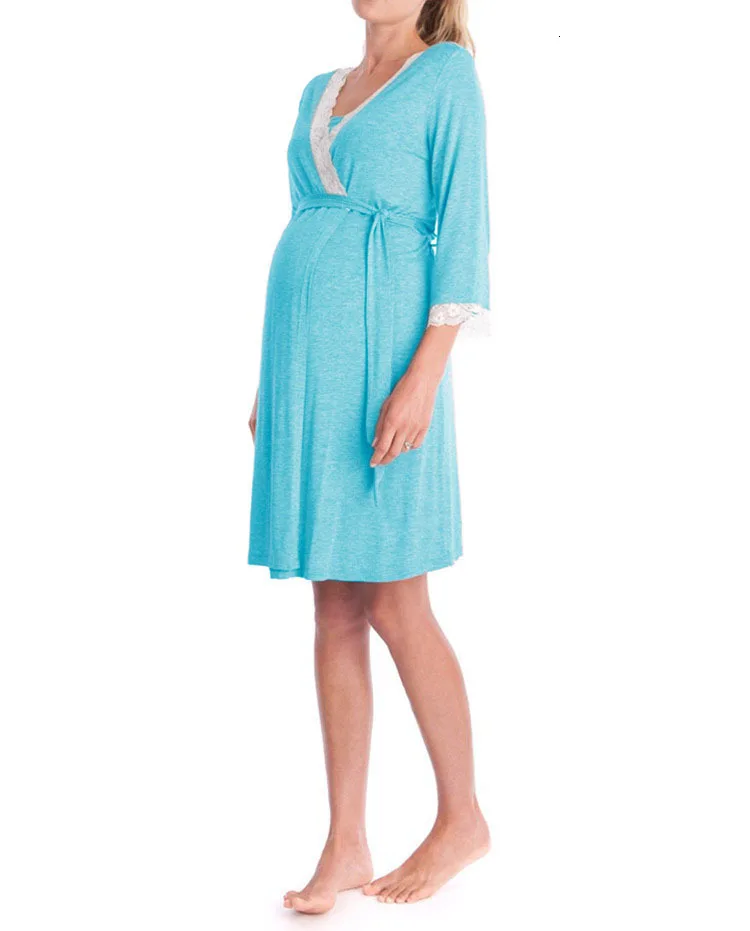 Новинка года; Европейская и американская мода; кружевное платье для беременных с длинными рукавами; платье; халат; Пижама